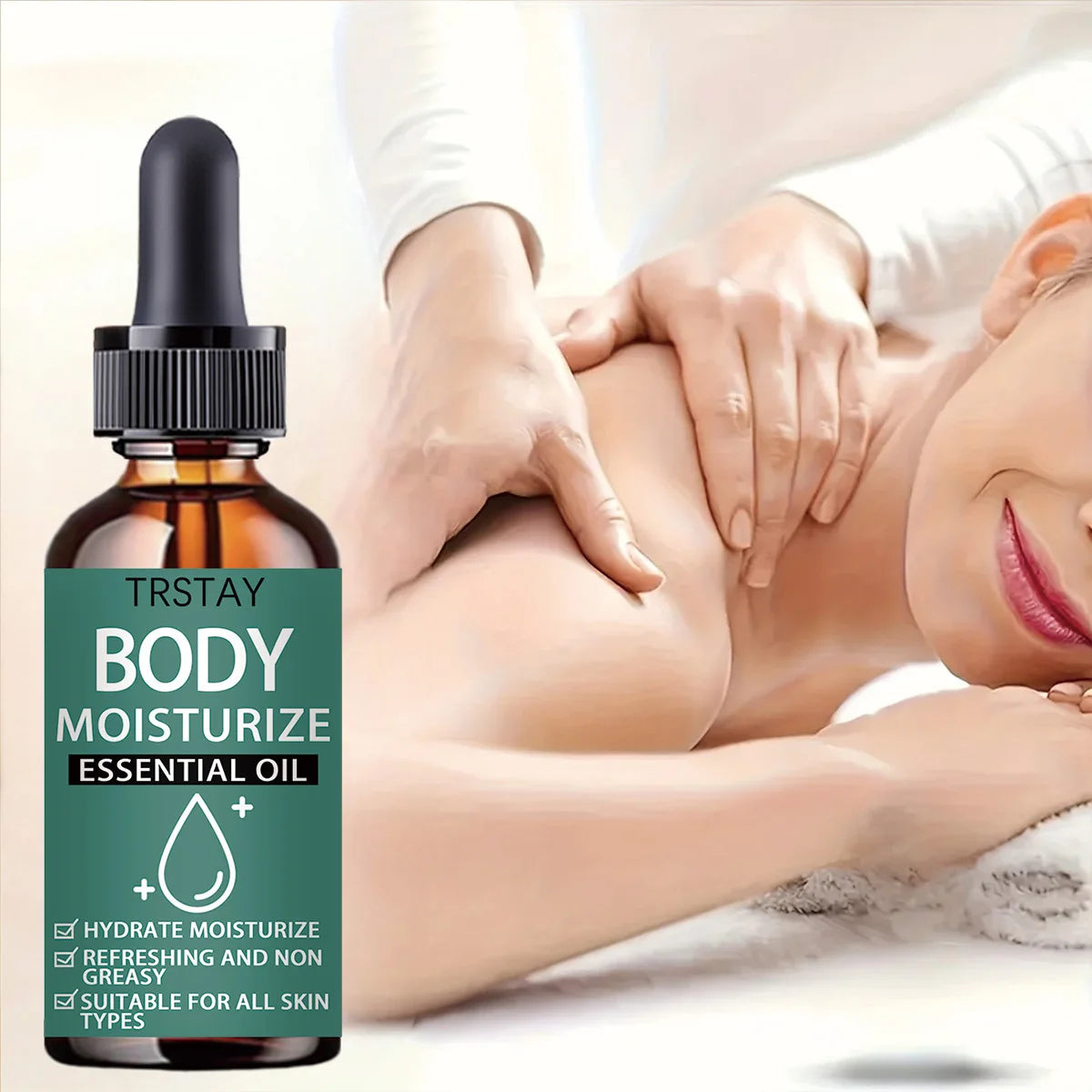 Body moisturizing essential oil is suitable for all skin types for moisturizing, refreshing and non greasy.